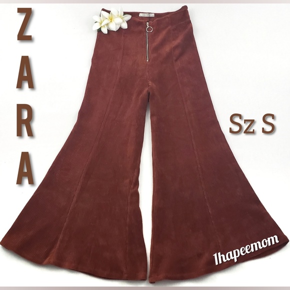 Zara Flared Cropped Pants Culottes Fitted Waist - Picture 7 of 7